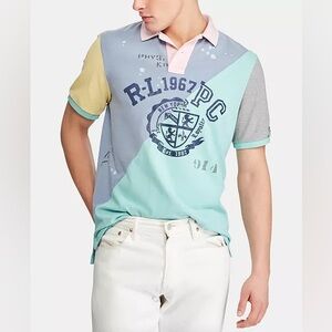 Polo Ralph Lauren Men's Classic Fit Mesh Polo in a multi-color patchwork design